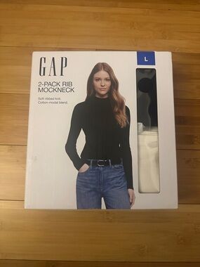 GAP 2-Pack Rib Mockneck Tops - Black & White